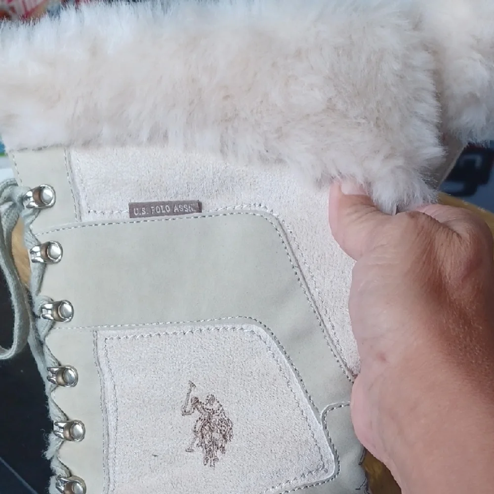 U.S. Polo Assn. Cream Fur-Lined Winter Boots